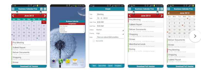 Business Calendar Event Todo